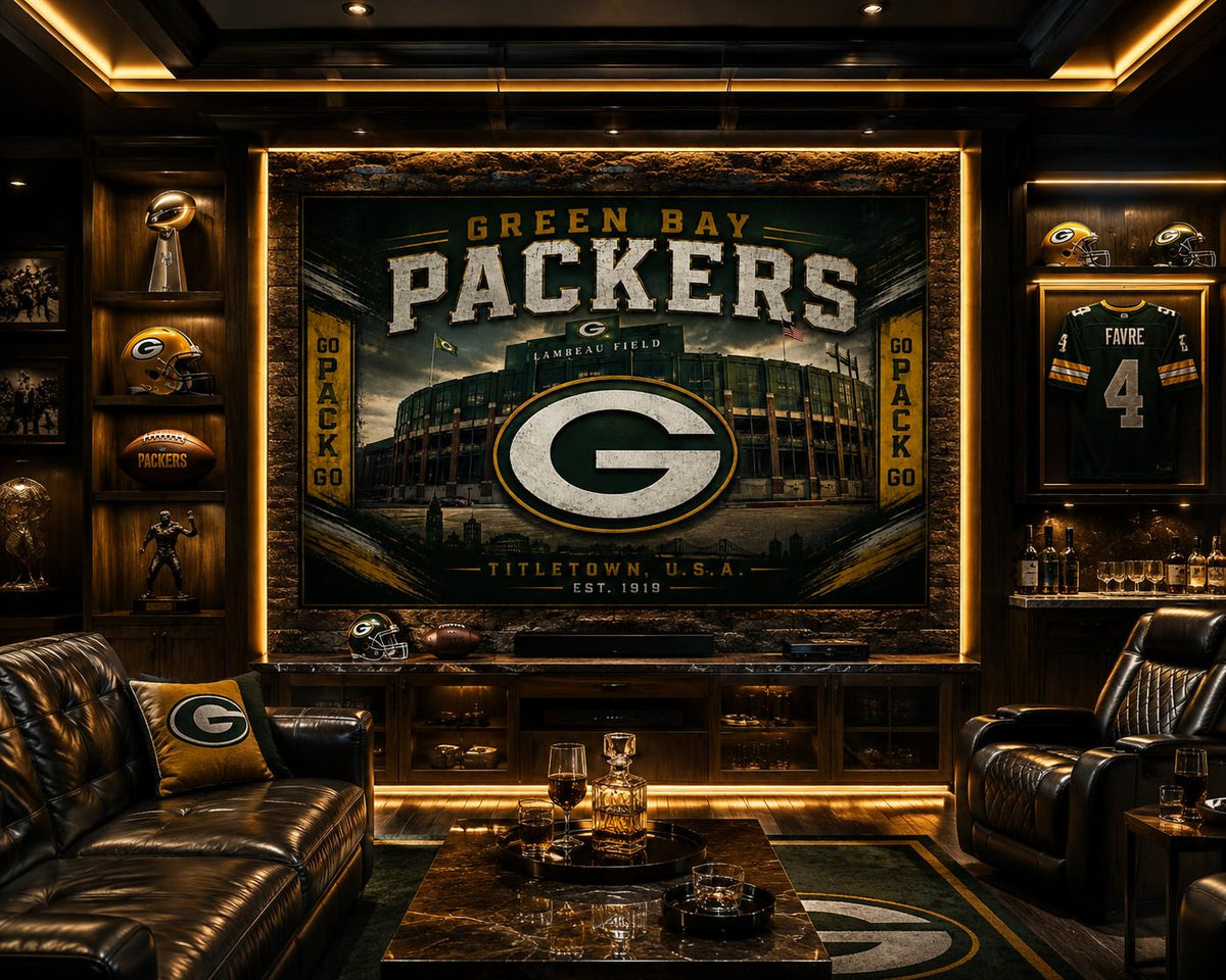 Green Bay Packers Flag – Lambeau Field Wall Flag | Titletown USA Man Cave Decor | Packers Fan Gift Banner