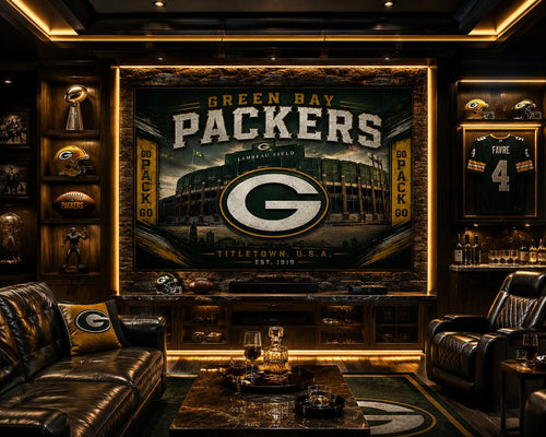 Green Bay Packers Flag – Lambeau Field Wall Flag | Titletown USA Man Cave Decor | Packers Fan Gift Banner