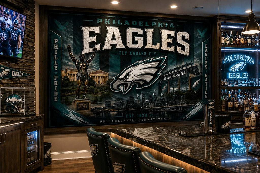 Philadelphia Eagles Flag – Fly Eagles Fly Wall Banner | Lincoln Financial Field Man Cave Decor | Eagles Fan Gift