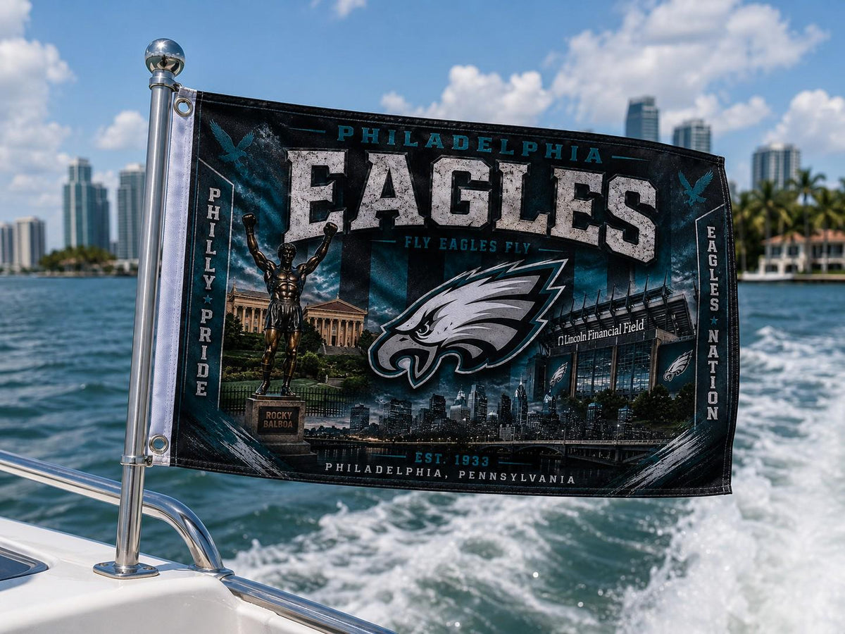 Philadelphia Eagles Flag – Fly Eagles Fly Wall Banner | Lincoln Financial Field Man Cave Decor | Eagles Fan Gift