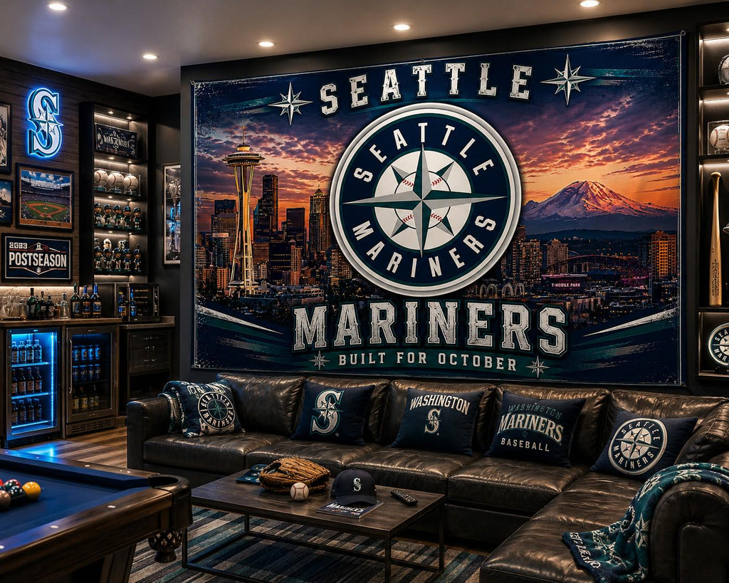 Seattle Mariners Flag – Built For October Wall Banner | Mariners Man Cave Decor | Baseball Fan Gift
