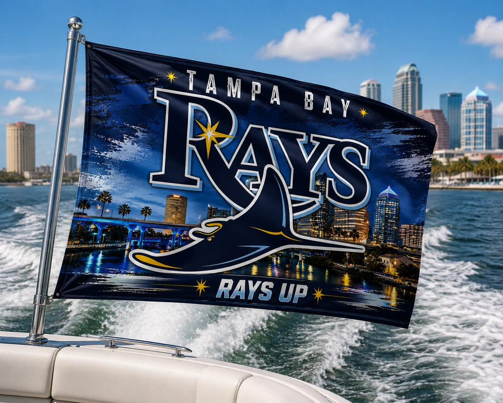 Tampa Bay Rays Flag – Rays Up Wall Banner | Tampa Rays Man Cave Decor | Baseball Fan Gift