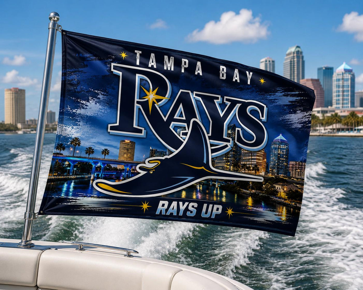 Tampa Bay Rays Flag – Rays Up Wall Banner | Tampa Rays Man Cave Decor | Baseball Fan Gift