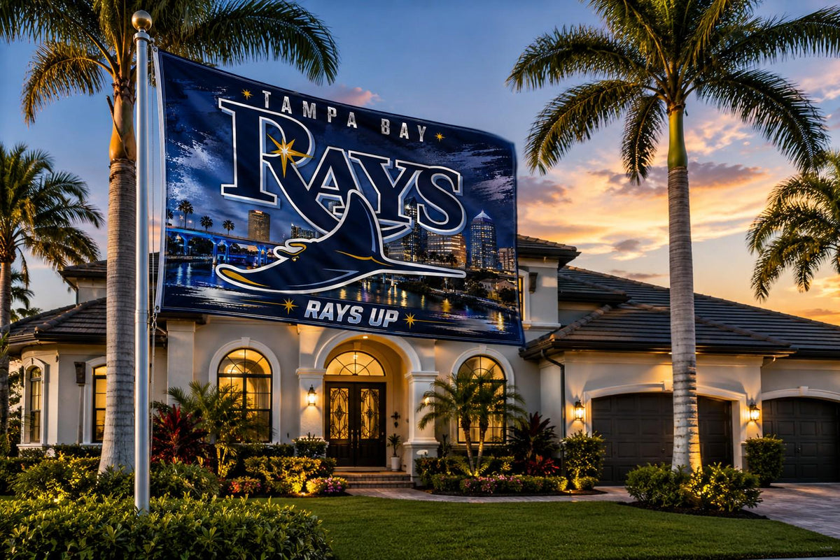 Tampa Bay Rays Flag – Rays Up Wall Banner | Tampa Rays Man Cave Decor | Baseball Fan Gift