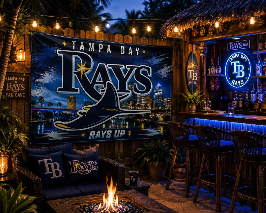 Tampa Bay Rays Flag – Rays Up Wall Banner | Tampa Rays Man Cave Decor | Baseball Fan Gift