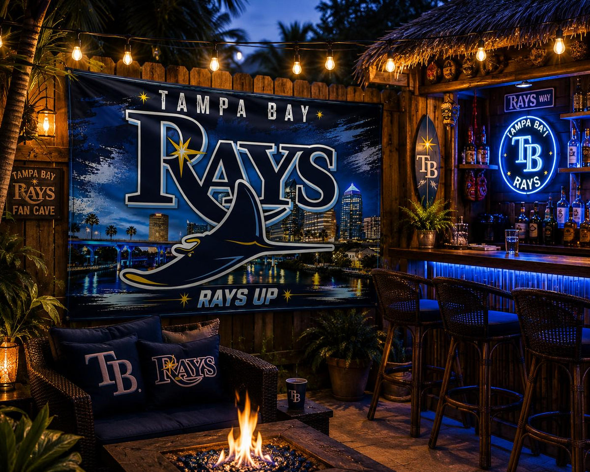Tampa Bay Rays Flag – Rays Up Wall Banner | Tampa Rays Man Cave Decor | Baseball Fan Gift