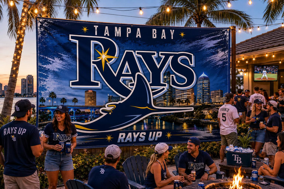Tampa Bay Rays Flag – Rays Up Wall Banner | Tampa Rays Man Cave Decor | Baseball Fan Gift