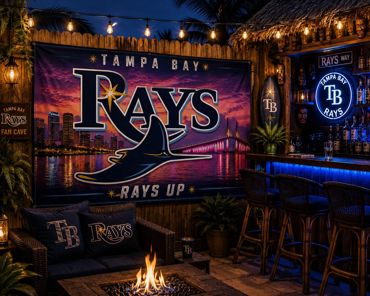 Tampa Bay Rays Flag – Rays Up Wall Banner | Tampa Rays Man Cave Decor | Baseball Fan Gift