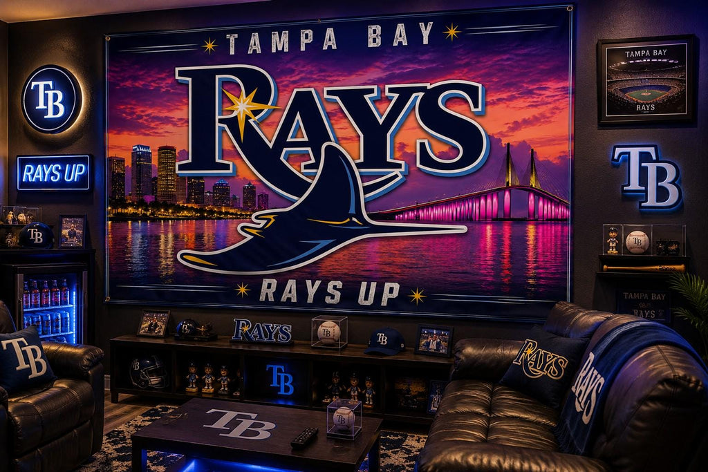 Tampa Bay Rays Flag – Rays Up Wall Banner | Tampa Rays Man Cave Decor | Baseball Fan Gift