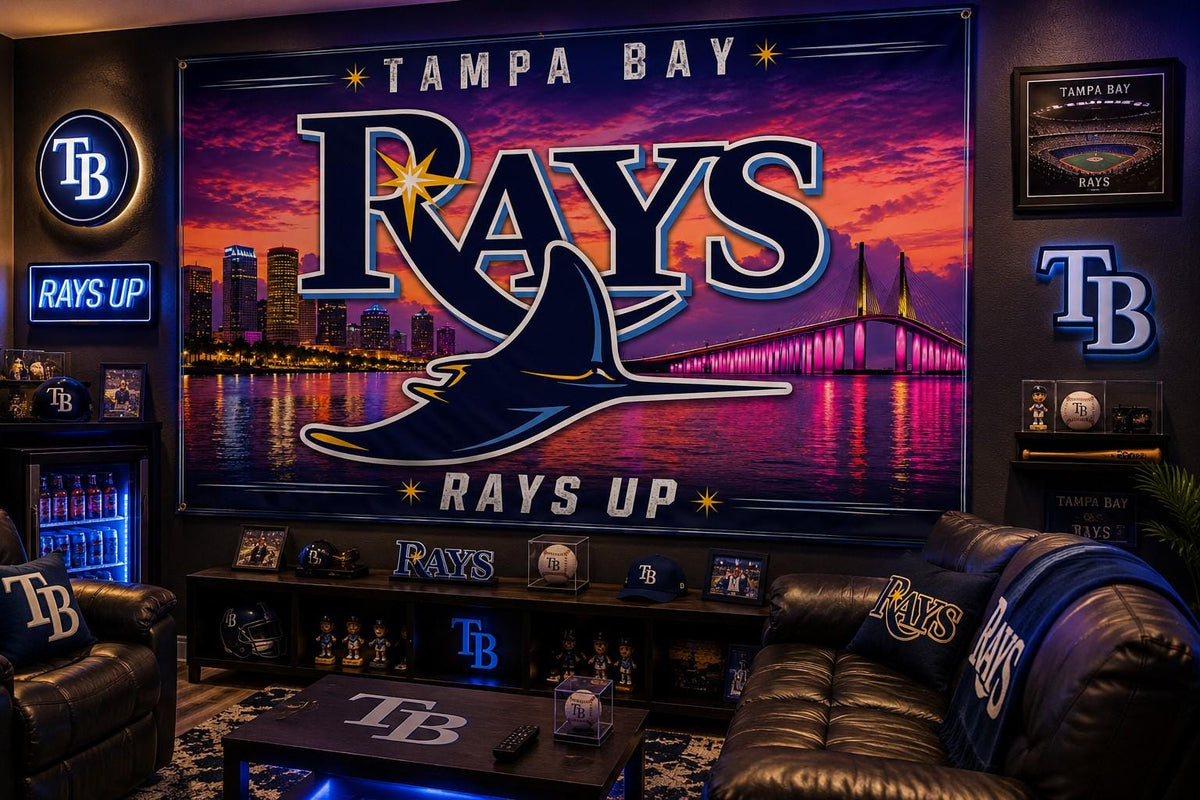 Tampa Bay Rays Flag – Rays Up Wall Banner | Tampa Rays Man Cave Decor | Baseball Fan Gift