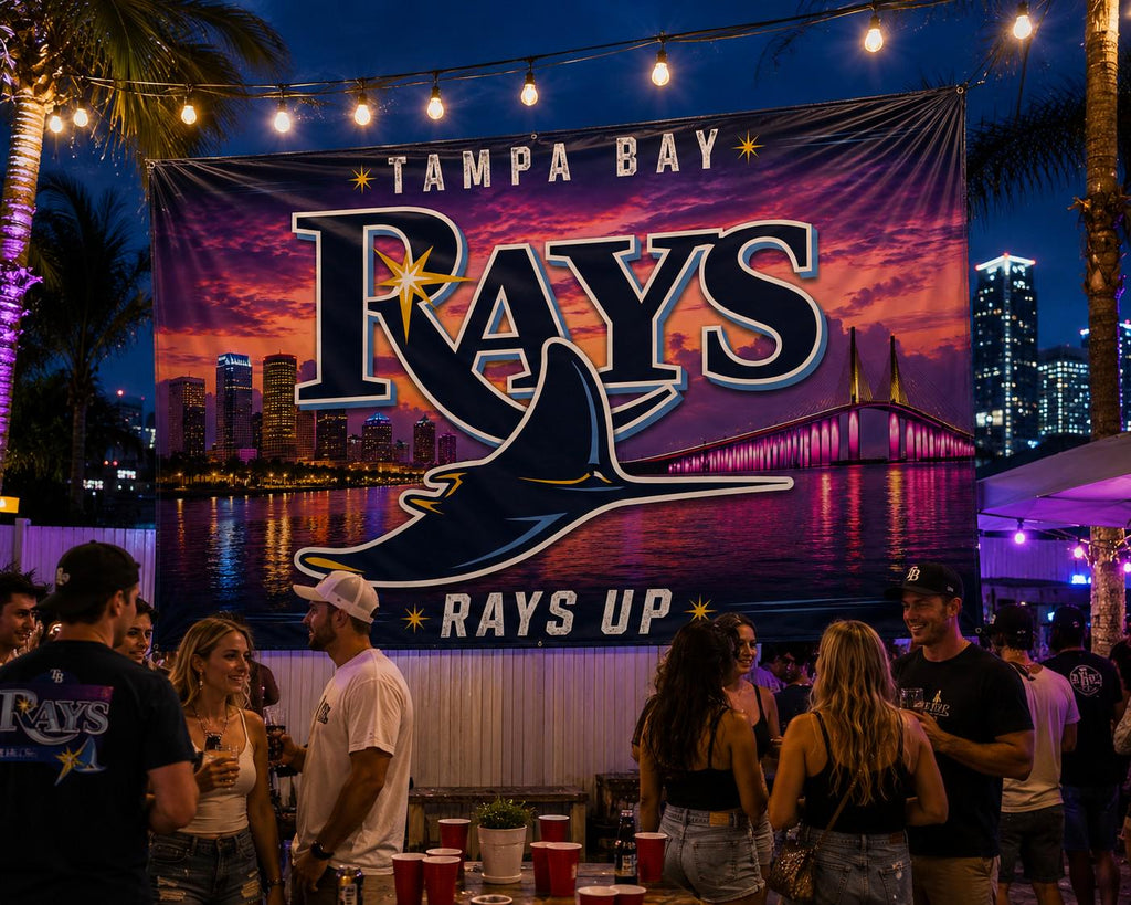 Tampa Bay Rays Flag – Rays Up Wall Banner | Tampa Rays Man Cave Decor | Baseball Fan Gift