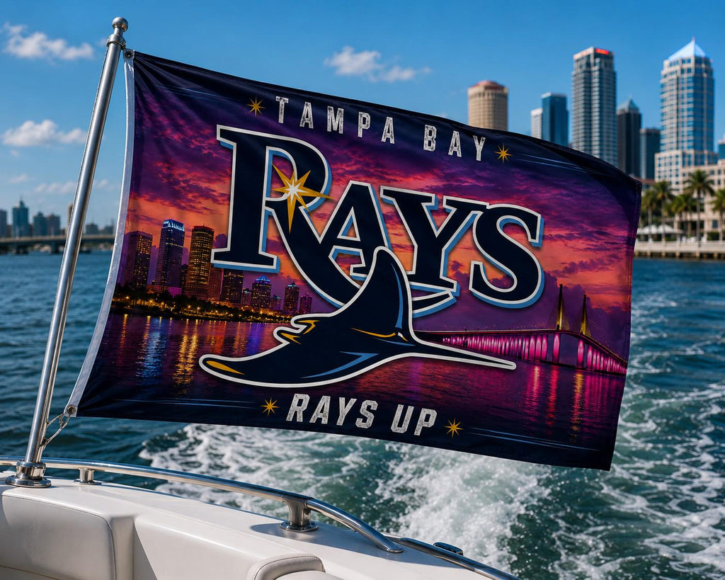 Tampa Bay Rays Flag – Rays Up Wall Banner | Tampa Rays Man Cave Decor | Baseball Fan Gift
