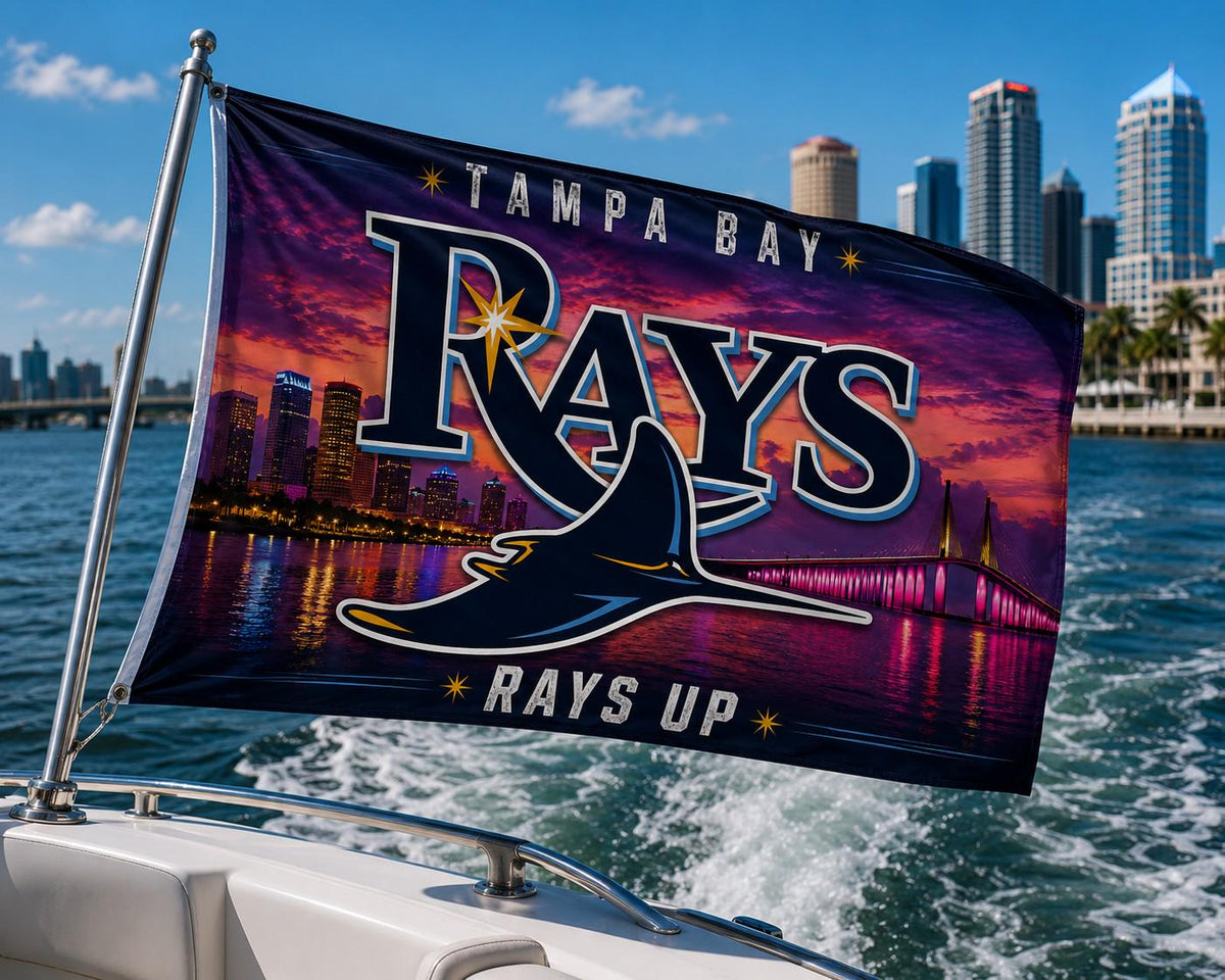Tampa Bay Rays Flag – Rays Up Wall Banner | Tampa Rays Man Cave Decor | Baseball Fan Gift