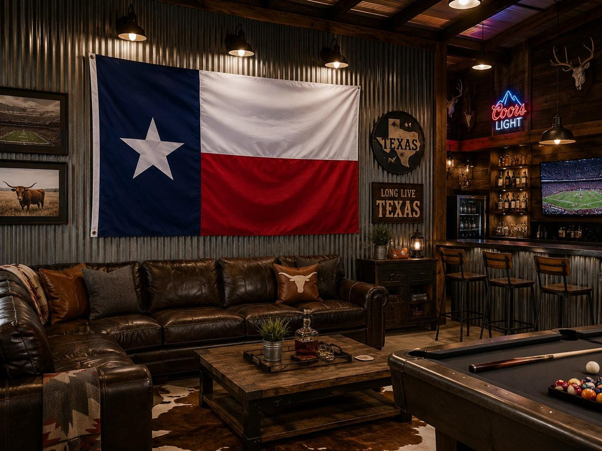 Texas flag banner detail and display mockup