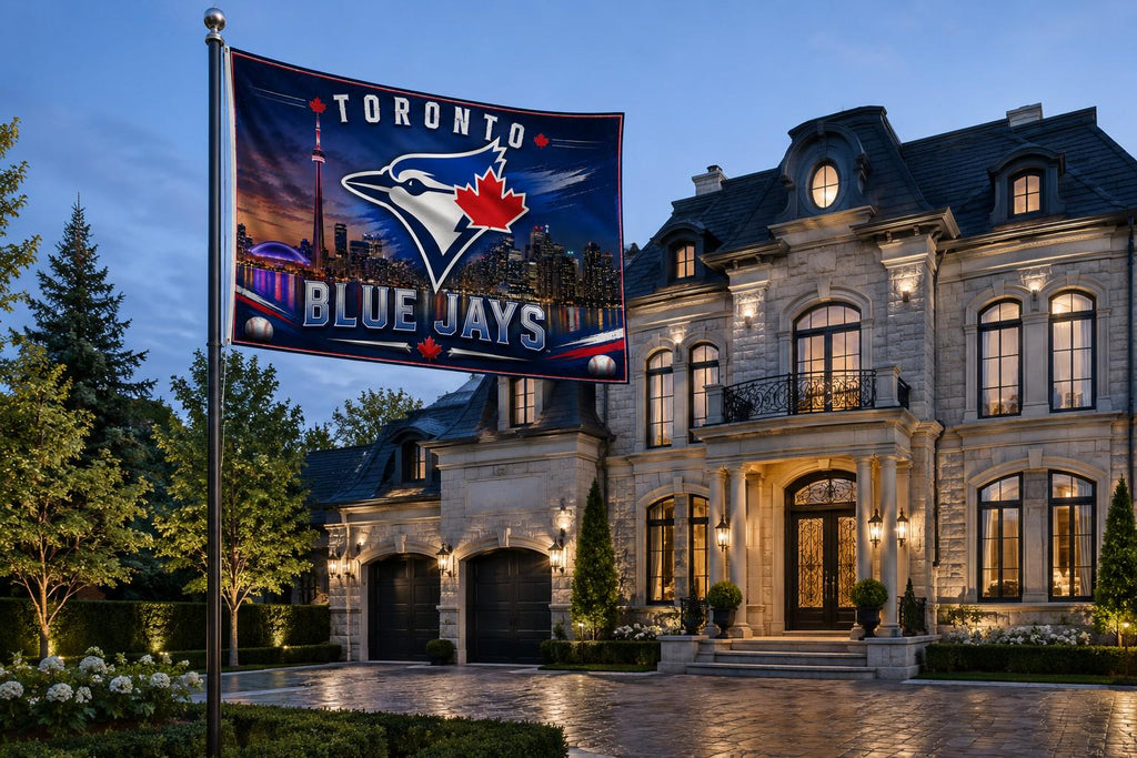 Toronto Blue Jays Flag – Toronto Skyline Wall Banner | Blue Jays Man Cave Decor | Baseball Fan Gift