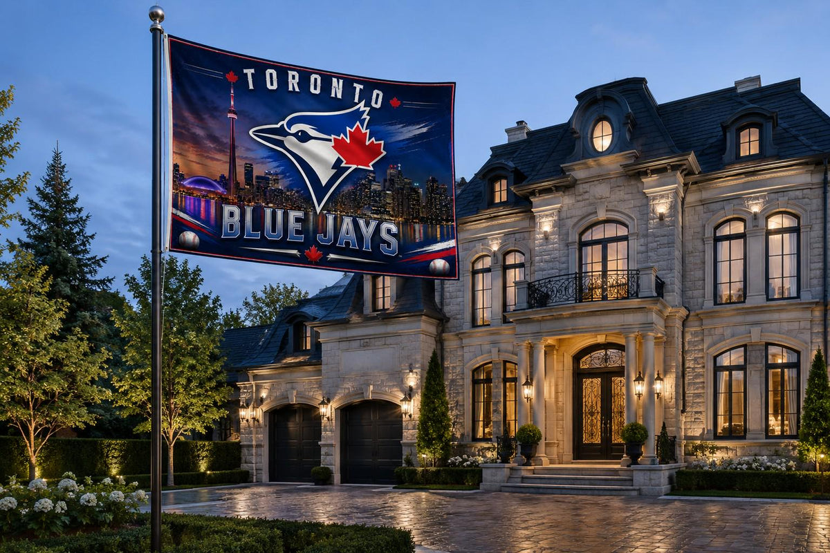 Toronto Blue Jays Flag – Toronto Skyline Wall Banner | Blue Jays Man Cave Decor | Baseball Fan Gift