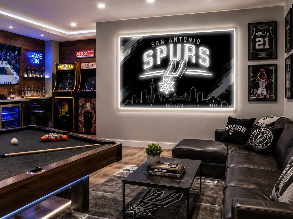 San Antonio Spurs Flag – Spurs Wall Flag | San Antonio Man Cave Decor | Garage Banner | Skyline Basketball Fan Gift
