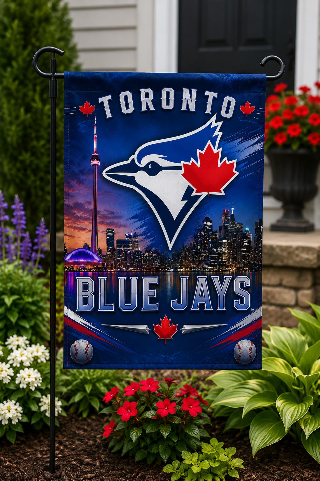 Toronto Blue Jays Flag – Toronto Skyline Wall Banner | Blue Jays Man Cave Decor | Baseball Fan Gift