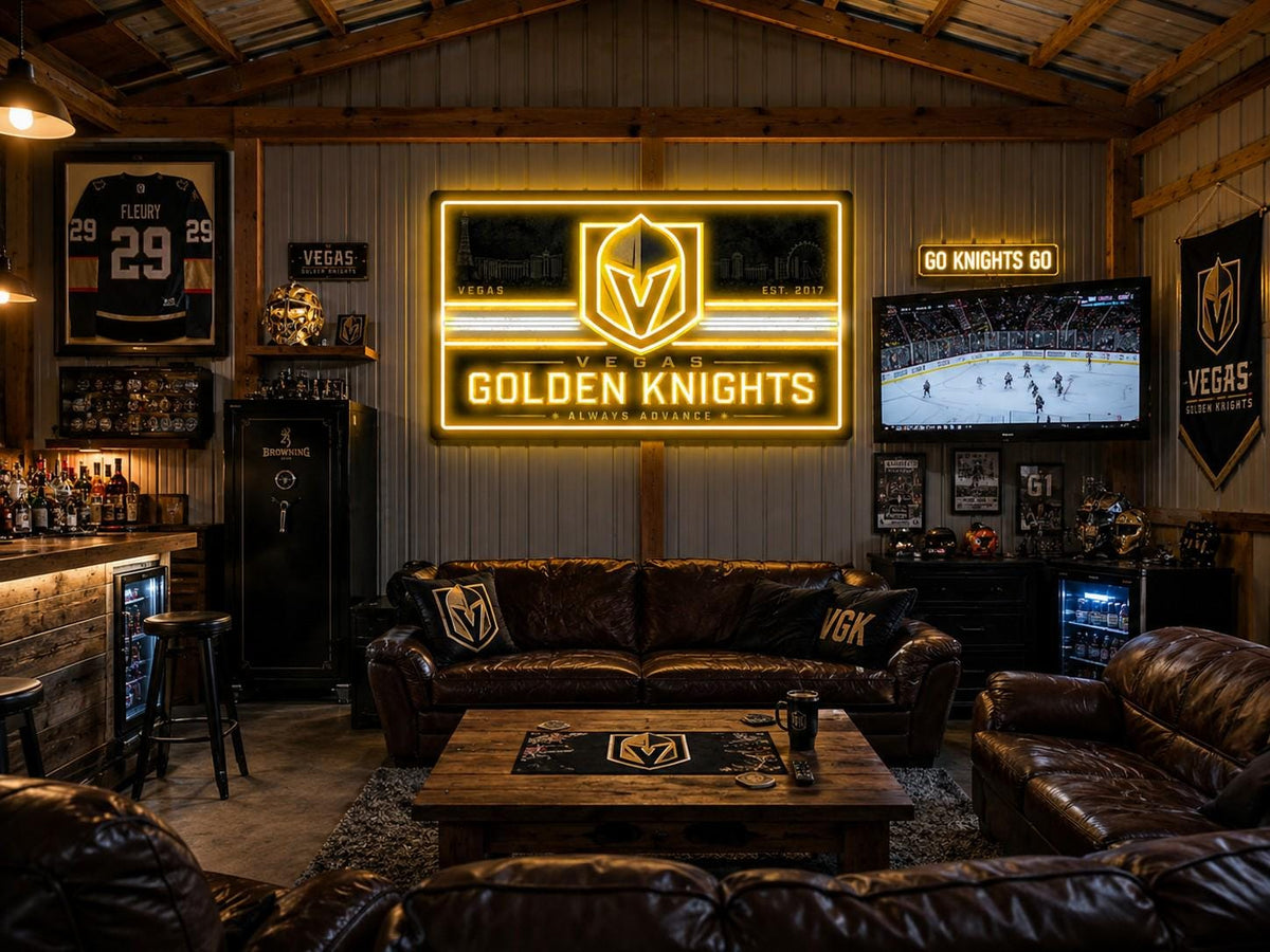 Vegas Golden Knights LED Wall Sign | Hockey Fan Cave Light