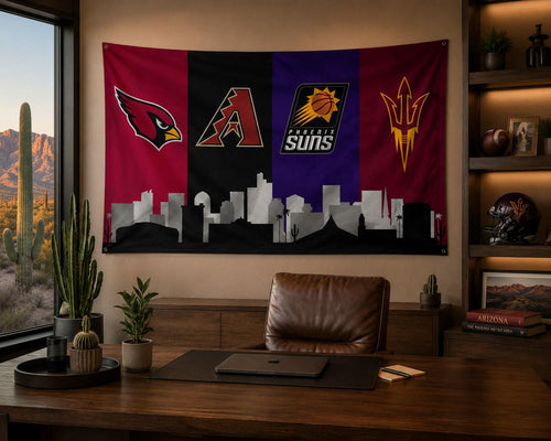 Arizona Sports Flag, Phoenix Skyline Flag, Arizona Fan Decor, Arizona Sports Banner, Mancave Flag, Garage Decor, Game Room Flag, Wall Art