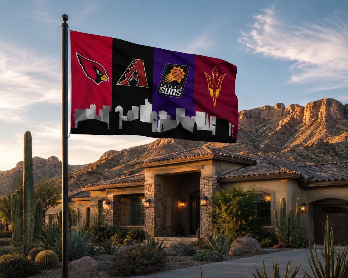 Arizona Sports Flag, Phoenix Skyline Flag, Arizona Fan Decor, Arizona Sports Banner, Mancave Flag, Garage Decor, Game Room Flag, Wall Art