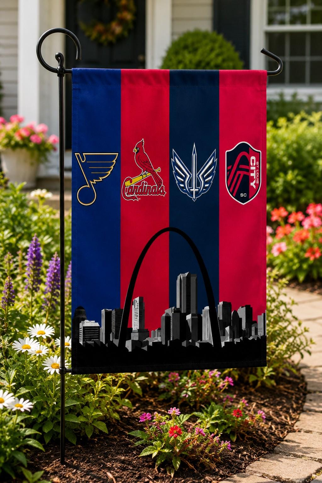 St Louis Sports Flag, Blues Cardinals Battlehawks City SC Flag, St Louis Skyline Banner, STL Mancave Decor, St Louis Fan Gift