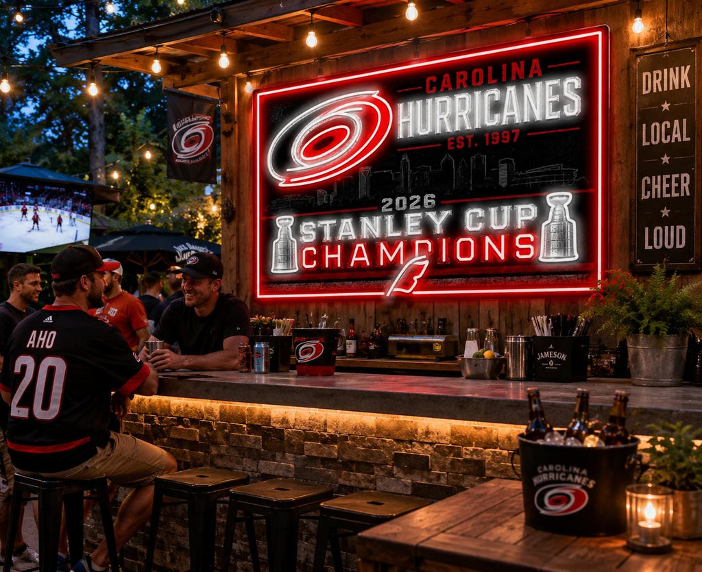 Carolina Hurricanes 2026 Stanley Cup Champions LED Sign, Hurricanes Neon Sign, Hockey Fan Cave Decor, Carolina Wall Light