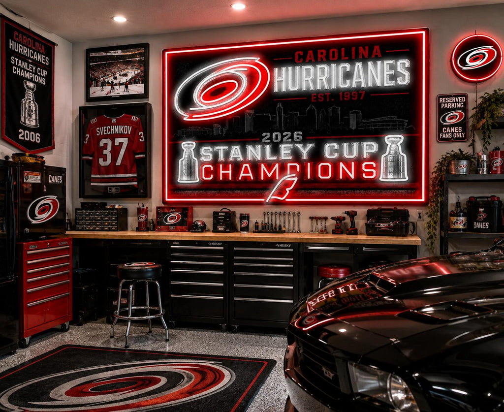Carolina Hurricanes 2026 Stanley Cup Champions LED Sign, Hurricanes Neon Sign, Hockey Fan Cave Decor, Carolina Wall Light