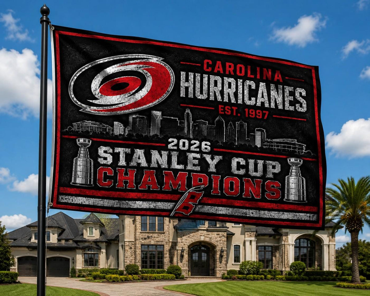 Carolina Hurricanes Stanley Cup 2026 Champions Flag | NHL Hockey Banner | Man Cave Decor | Sports Bar Wall Art | Carolina Fan Gift