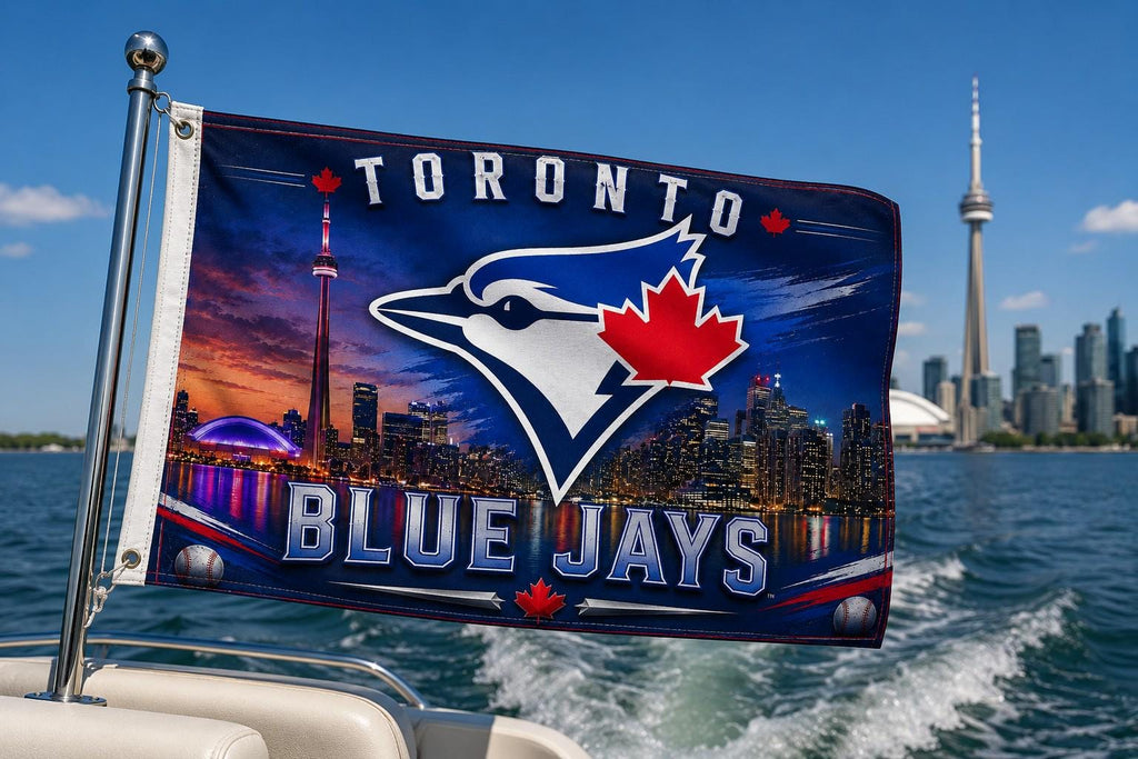 Toronto Blue Jays Flag – Toronto Skyline Wall Banner | Blue Jays Man Cave Decor | Baseball Fan Gift