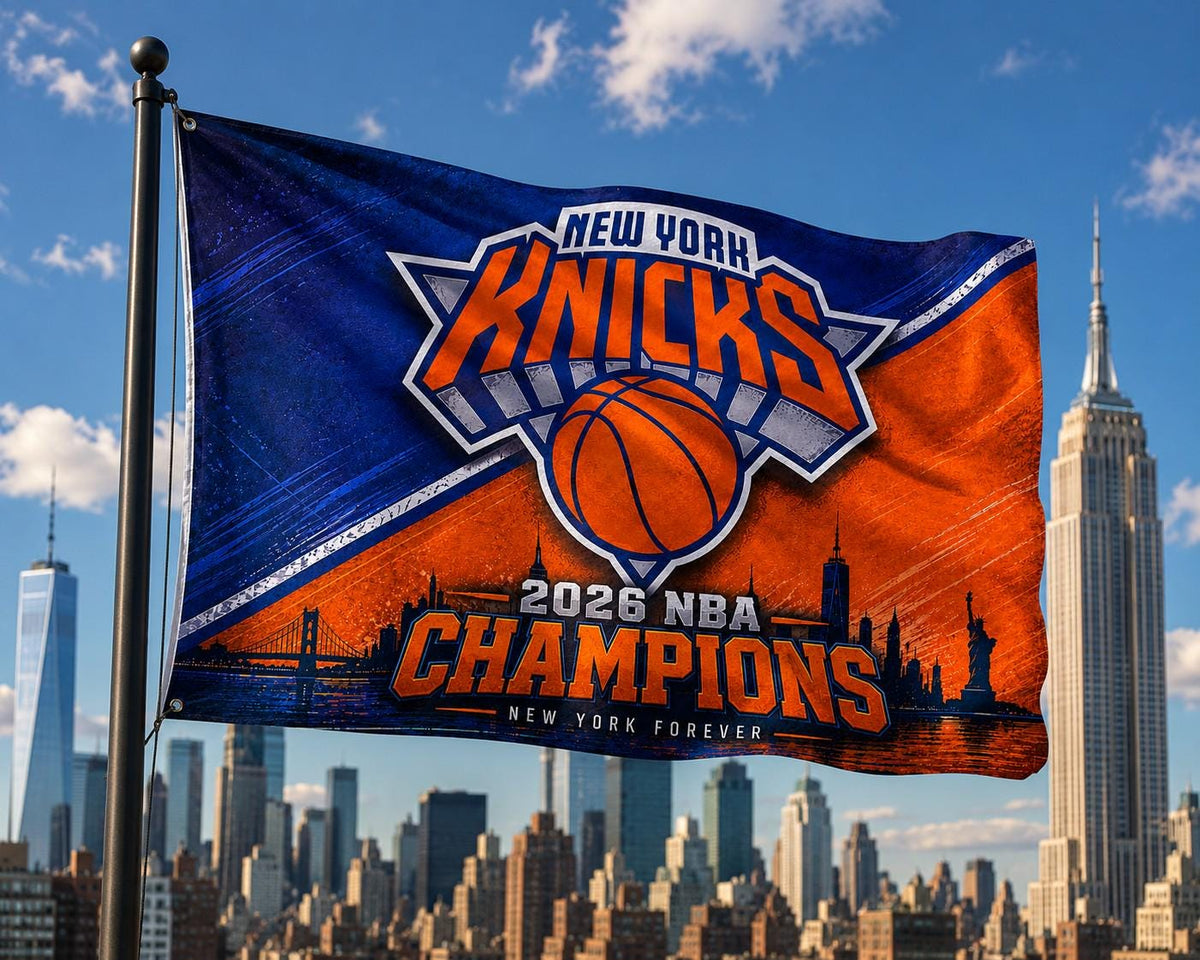 New York vs Everybody Flag, Yankees Knicks Giants Rangers Flag, NYC Skyline Sports Banner, New York Mancave Decor