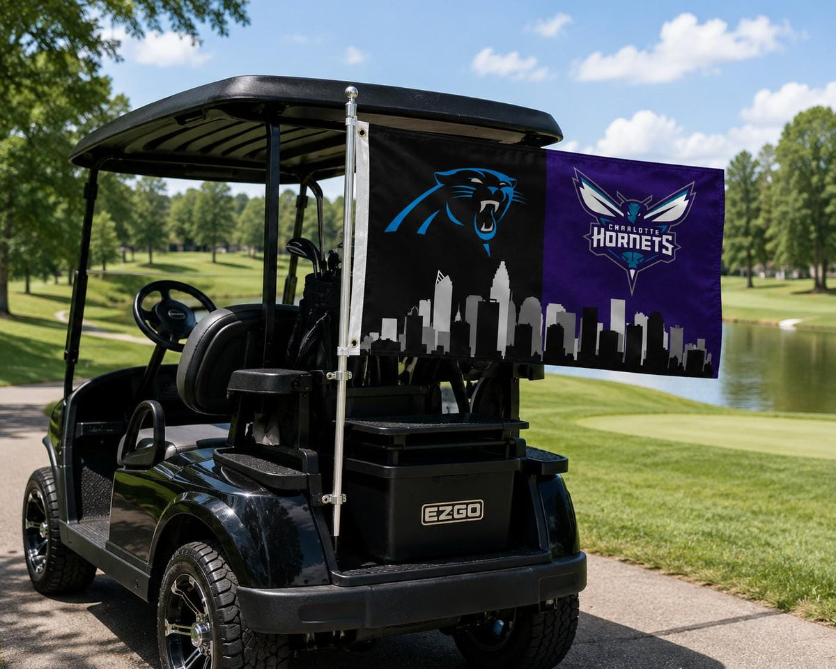 Carolina Panthers Hornets Garden Flag, Charlotte Sports Flag, Panthers Hornets Banner, Charlotte Skyline Flag, Mancave Decor