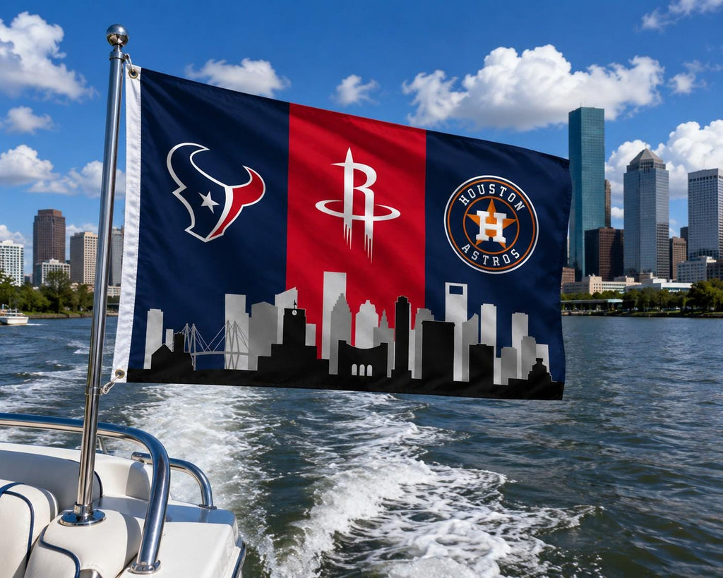 Houston Texans Rockets Astros Flag, Houston Sports Flag, Houston Skyline Banner, Texans Astros Rockets Decor, Houston Mancave Flag