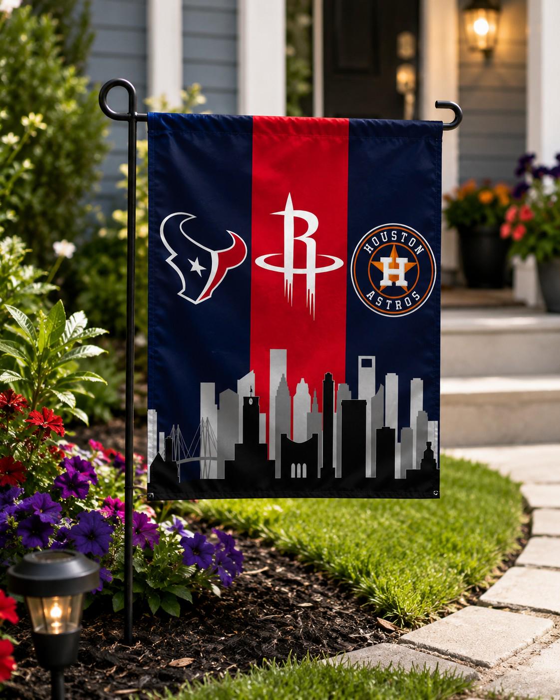 Houston Texans Rockets Astros Flag, Houston Sports Flag, Houston Skyline Banner, Texans Astros Rockets Decor, Houston Mancave Flag