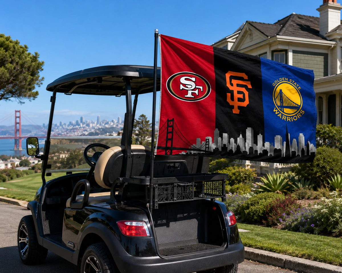 San Francisco Sports Flag, 49ers Giants Warriors Flag, San Francisco Skyline Banner, Bay Area Mancave Decor, SF Fan Gift