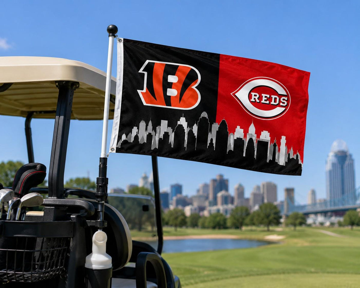 Cincinnati Sports Flag, Bengals Reds Flag, Cincinnati Skyline Flag, Cincinnati Banner, Ohio Sports Decor, Mancave Wall Flag