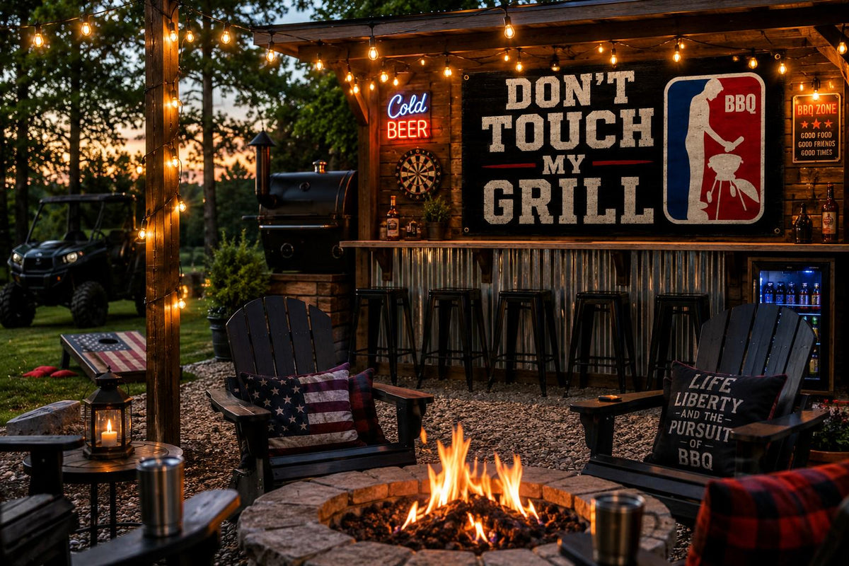 Don't Touch My Grill flag display mockup