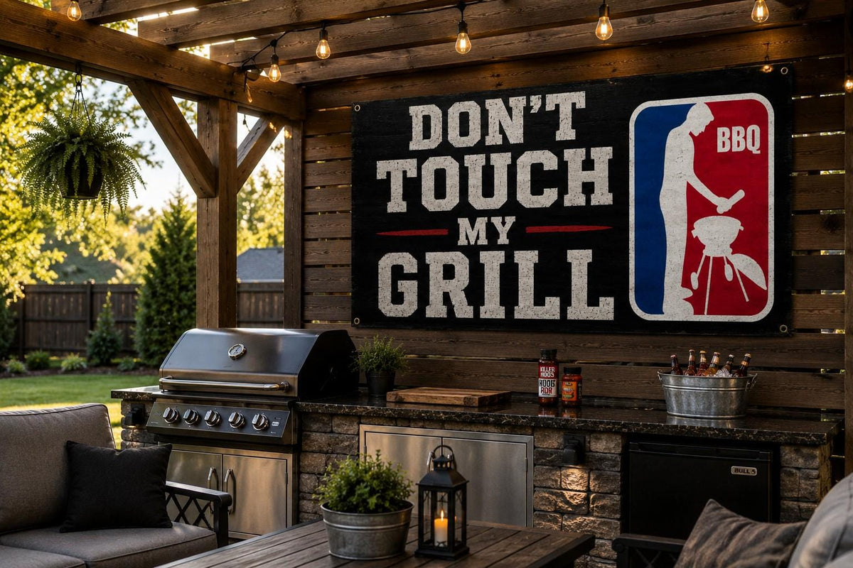 Don't Touch My Grill funny BBQ flag