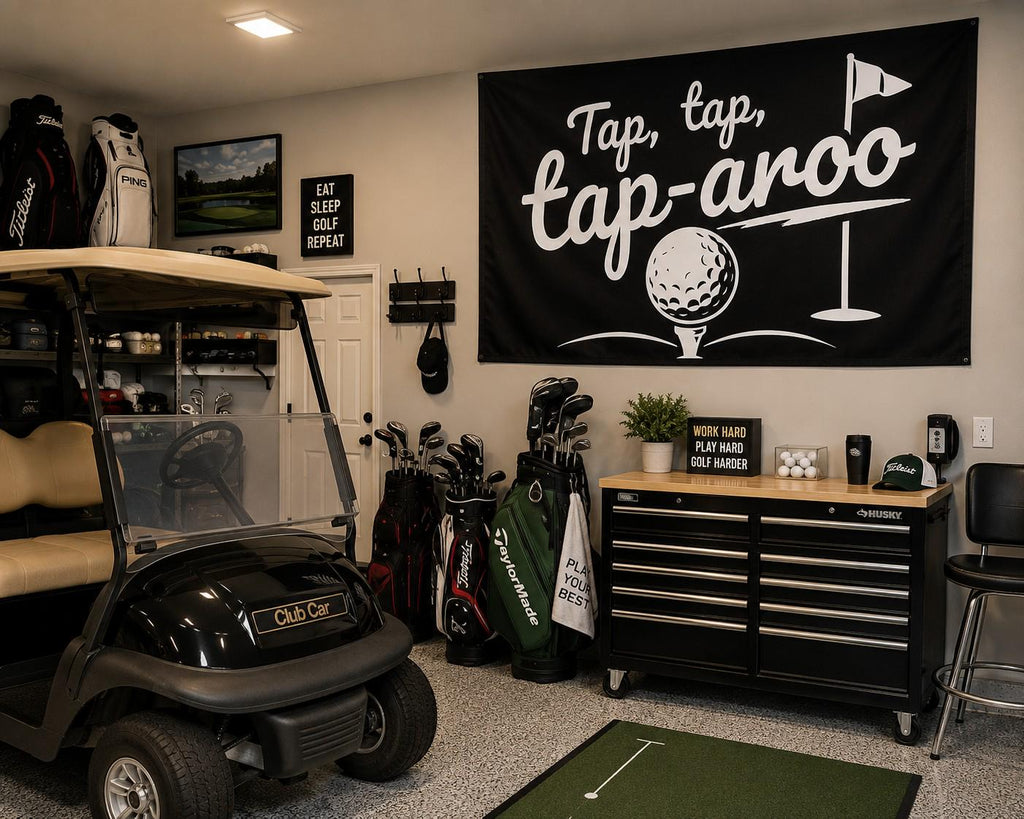 Tap Tap Tap-Aroo Funny Golf Flag | Golf Cart & Man Cave