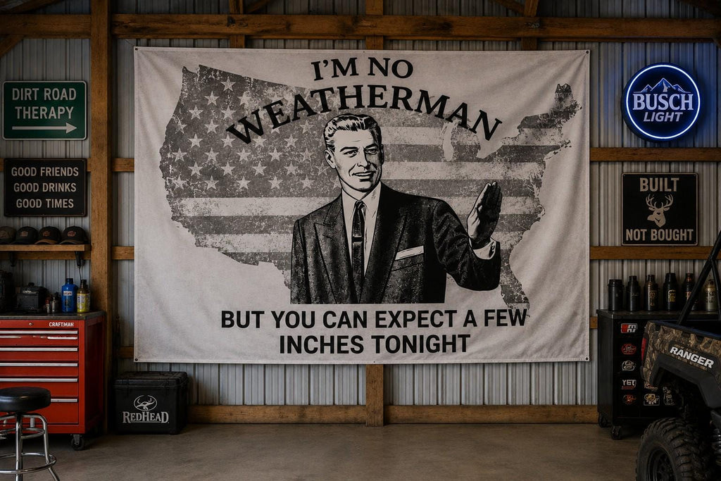 I'm No Weatherman Flag | A Few Inches Tonight – design view 1