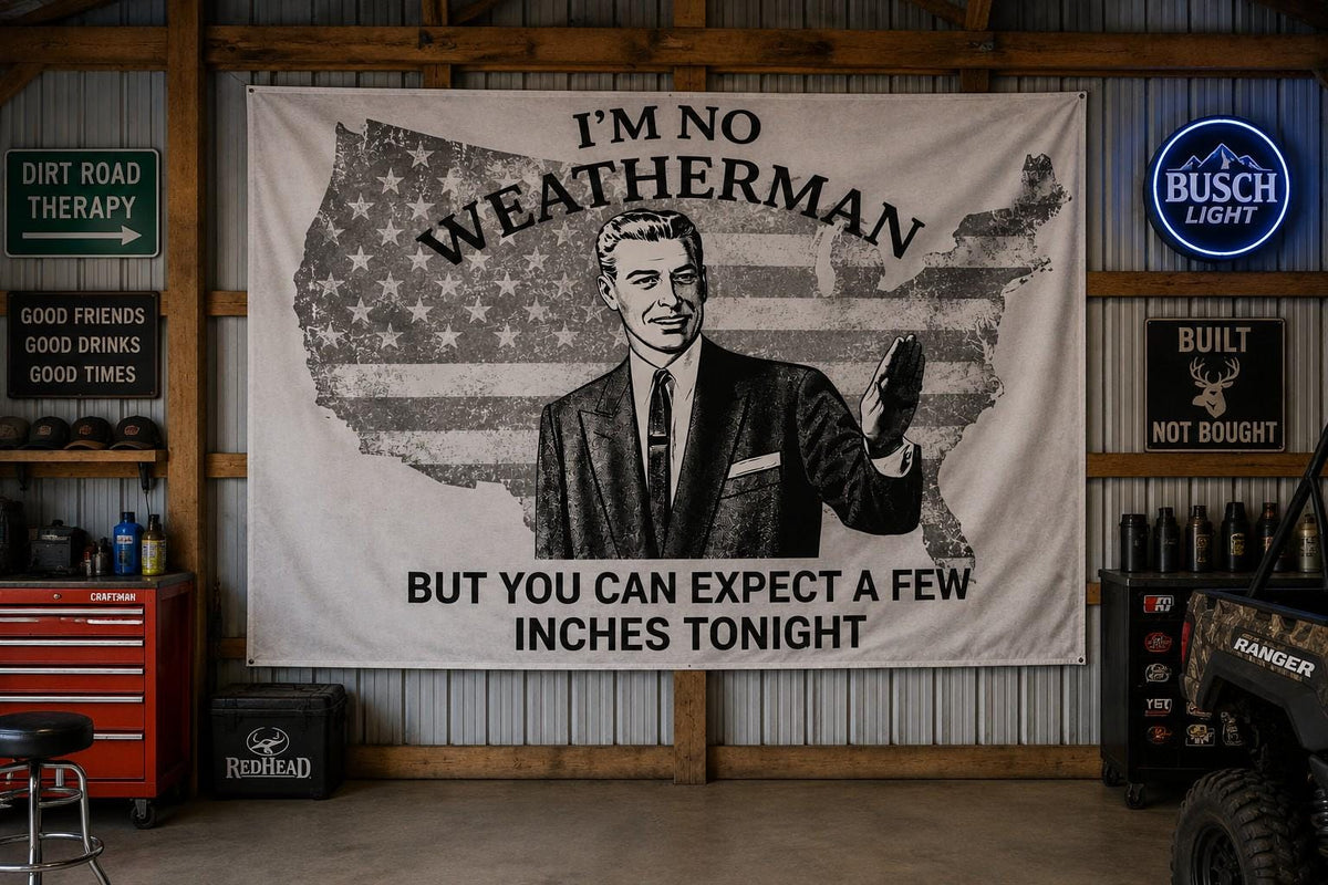I'm No Weatherman Flag | A Few Inches Tonight – design view 1