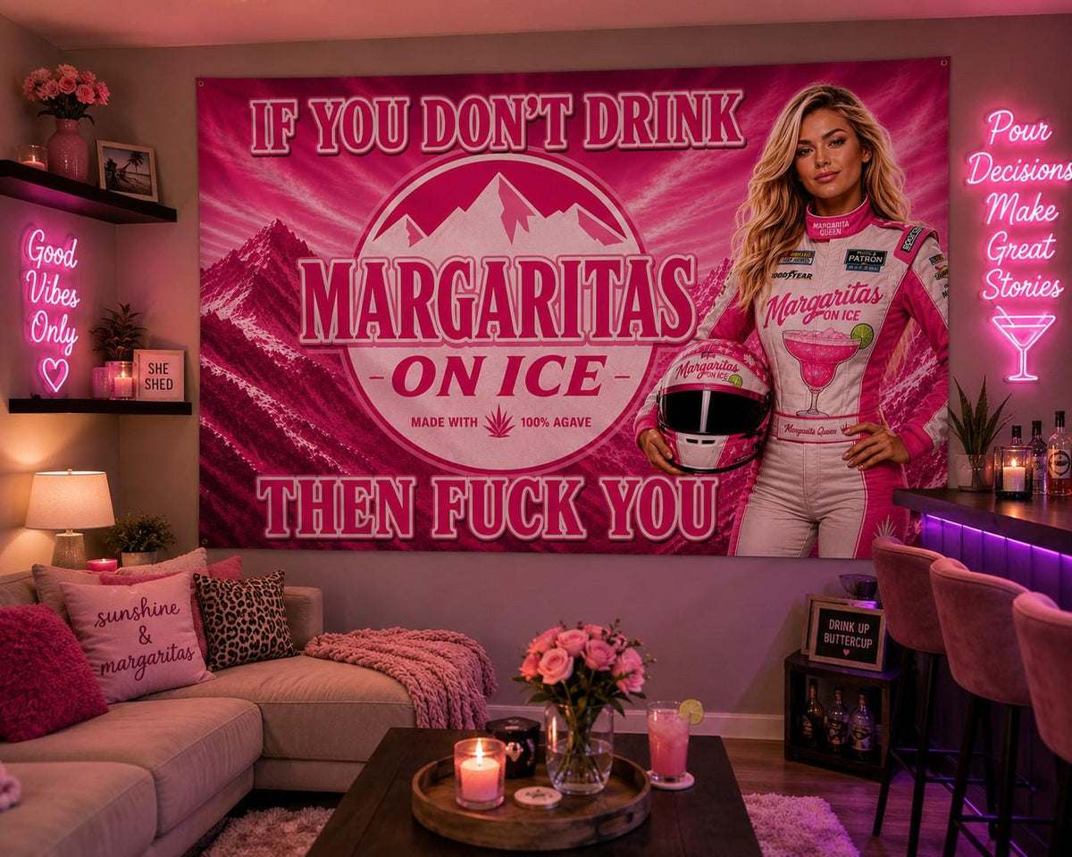 Margaritas on Ice Flag | Adult Bar Humor – design view 3