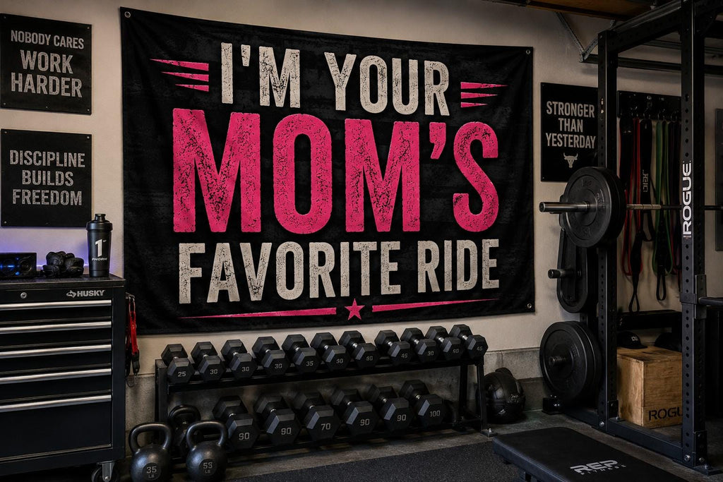 I'm Your Mom's Favorite Ride Flag – design view 1