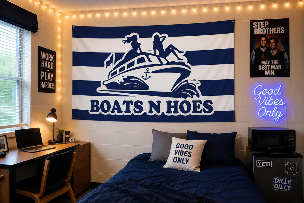 Boats N Hoes Flag | Adult Lake Humor – design view 3