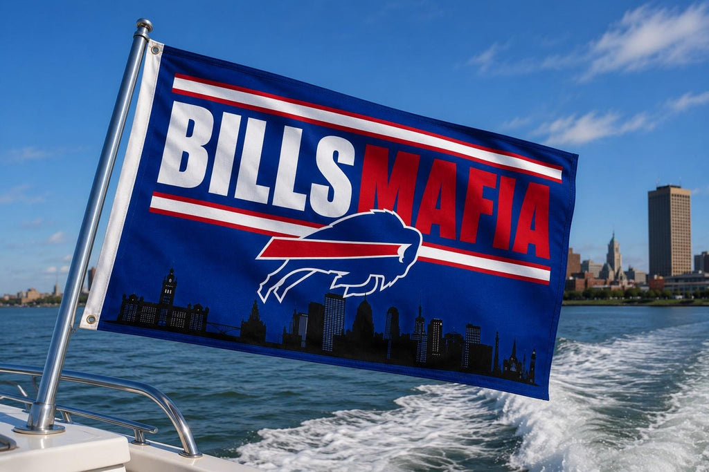 Buffalo Bills Mafia Flag, Buffalo Skyline Flag, Bills Fan Gift, Buffalo Sports Flag, Mancave Decor, Wall Banner, Tailgate Flag