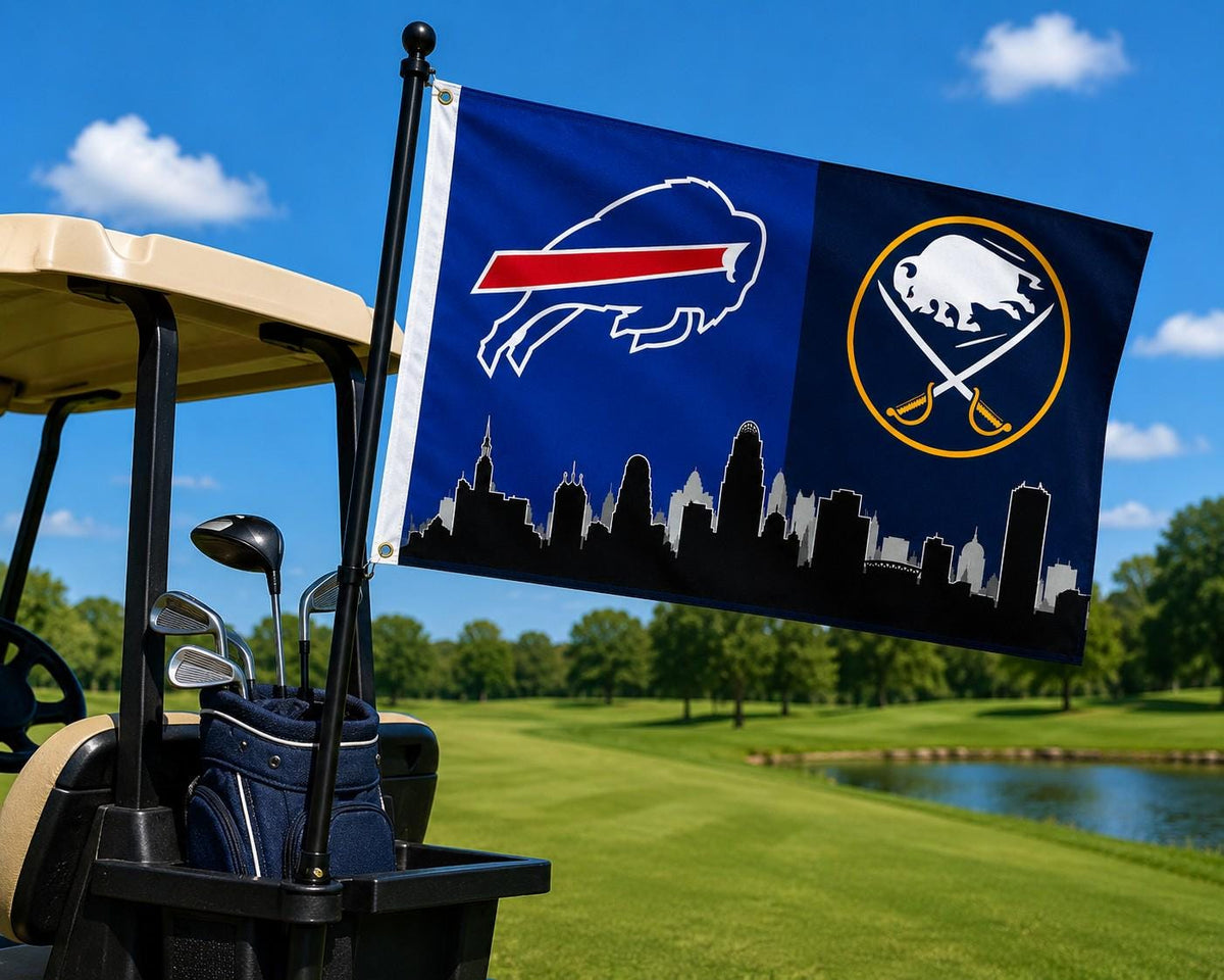 Buffalo Bills Sabres Flag, Buffalo Skyline Flag, Buffalo Sports Flag, Bills Sabres Gift, Mancave Decor, Wall Banner, Tailgate Flag