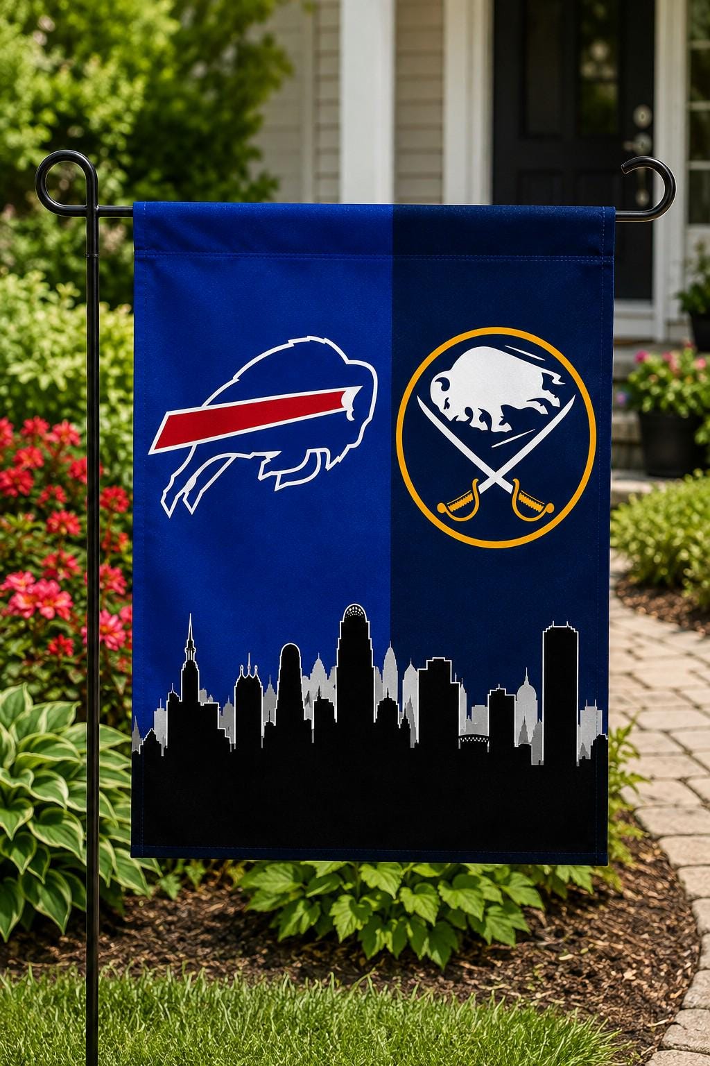 Buffalo Bills Sabres Flag, Buffalo Skyline Flag, Buffalo Sports Flag, Bills Sabres Gift, Mancave Decor, Wall Banner, Tailgate Flag
