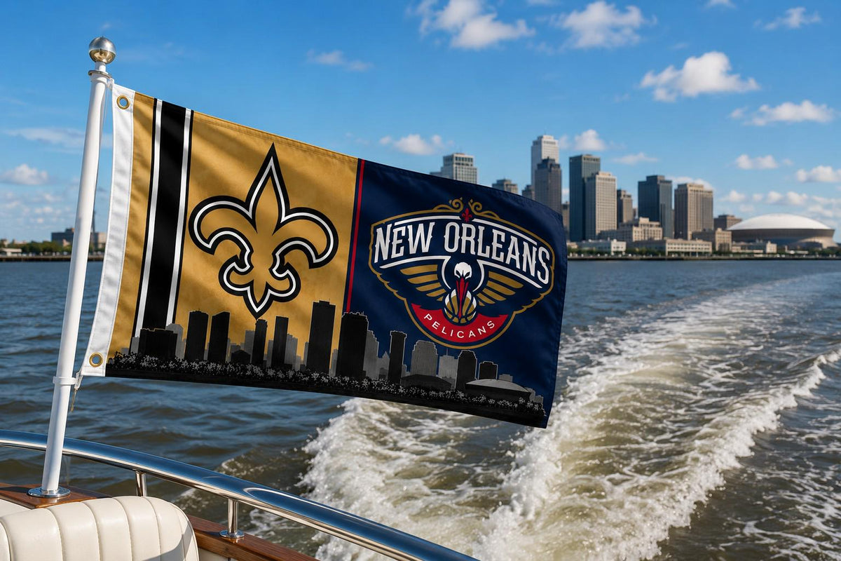 New Orleans Saints Pelicans Flag, New Orleans Sports Banner, Saints Wall Decor, Fan Cave Flag, Game Room Decor, Skyline Flag