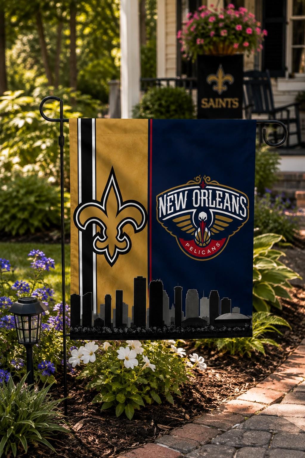 New Orleans Saints Pelicans Flag, New Orleans Sports Banner, Saints Wall Decor, Fan Cave Flag, Game Room Decor, Skyline Flag