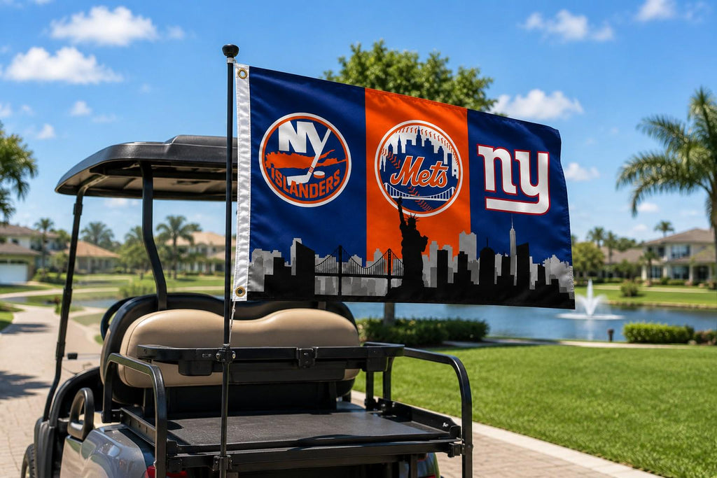 New York Sports Flag, Giants Mets Islanders Flag, NYC Skyline Flag, New York Fan Cave Decor, NY Wall Banner, Tailgate Gift